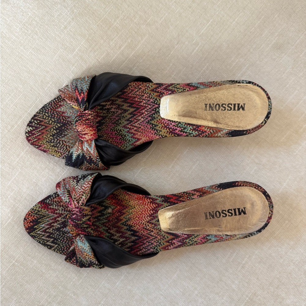 Missoni Multicolor Zigzag Kitten Heels with Black Trim - Picture 5 of 8